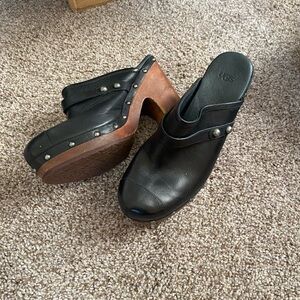 UGG Black Leather Studded Mules